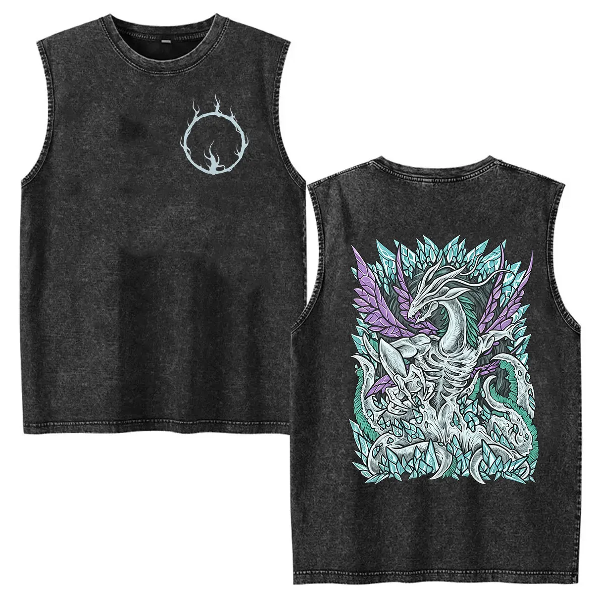 Vintage Washed Vest Dark Souls Knight Graphic T Shirt Men's Clothing Fashion Short Sleeve T-shirt Tank Top 100% Cotton T Shirts view 6