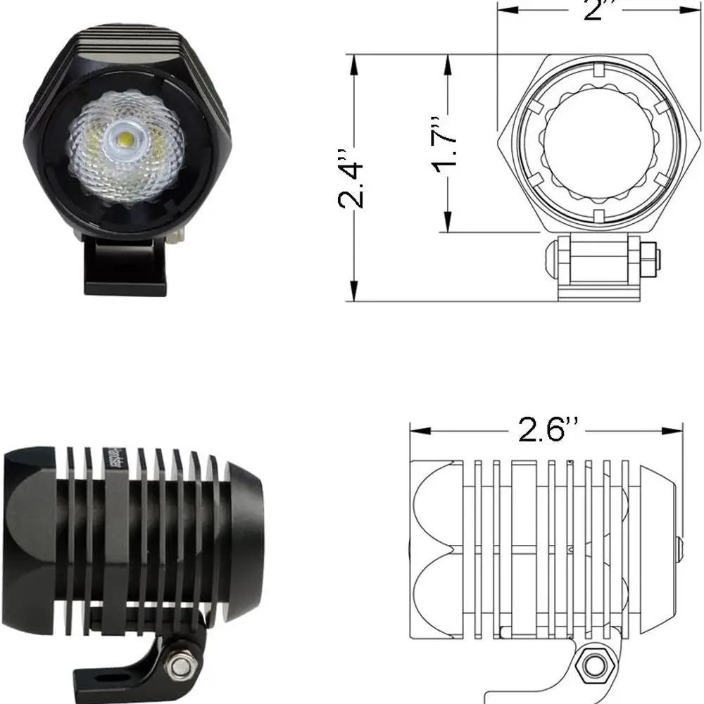 2 fendinebbia per moto a LED bianco freddo - IP68 impermeabile, confezione da 2 per fuoristrada 4x4, camion, marini e veicoli resistenti