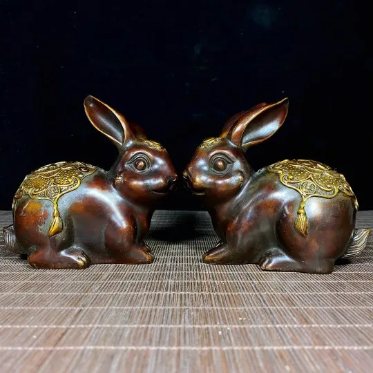 

Pure copper, gold oid rabbits send money. A pair is 12 cm high and 12 cm long. A pair weighs 1178 grams. decoracion habitacion