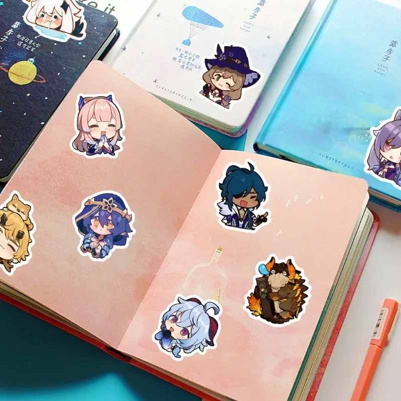 50 Pieces of Game Genshin Impact Q Animation Cute Graffiti Stickers Journal Notebook Anime Klee Wanderer Yae Miko Stickers Kids