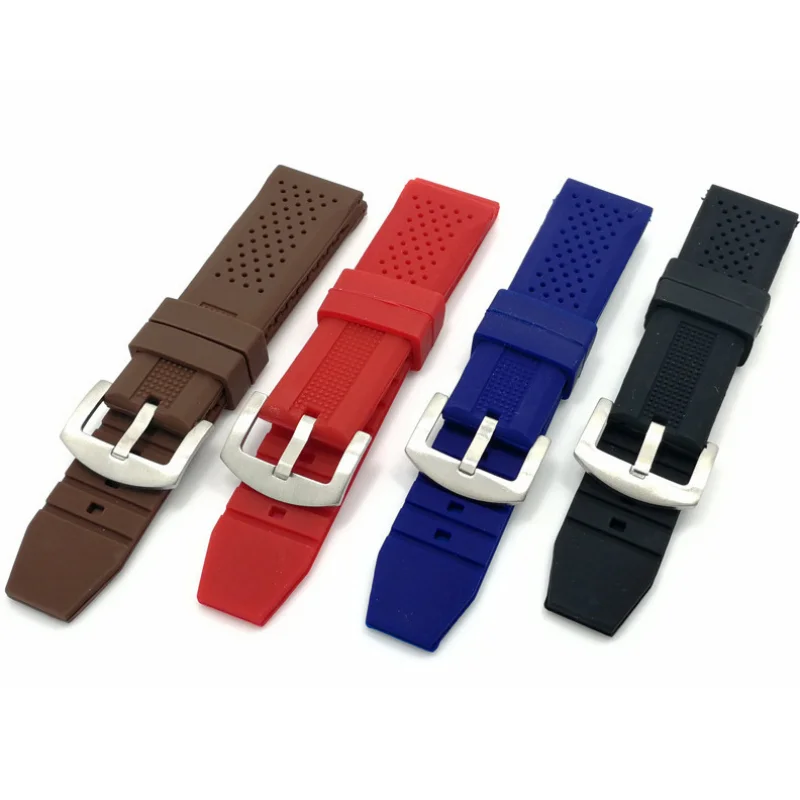 Wholesale 20Pcs/Lot 18mm 20mm 22mm 24mm Rubber Band Watch Band Watch Strap Silicone Strap Black Color