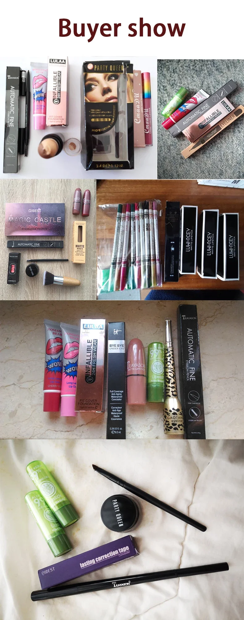 Sac porte-bonheur de maquillage de marque, kit de cosmétiques, cadeau de fard à barrage, rouge à lèvres, EyeblogulipCushighlighter, envoyé au hasard, 5 pièces