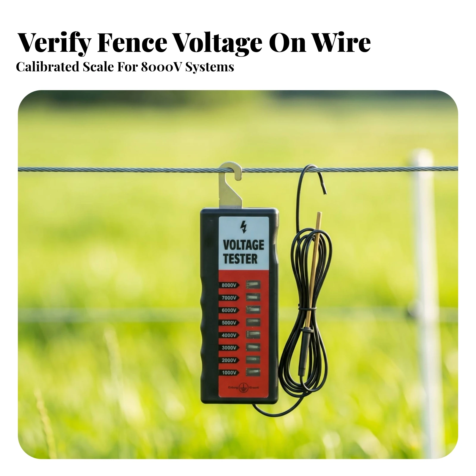 Fence Voltage Tester Handheld Voltage Tester with Test Tip Portable Maintenance for Farmers, Farm, Ranch