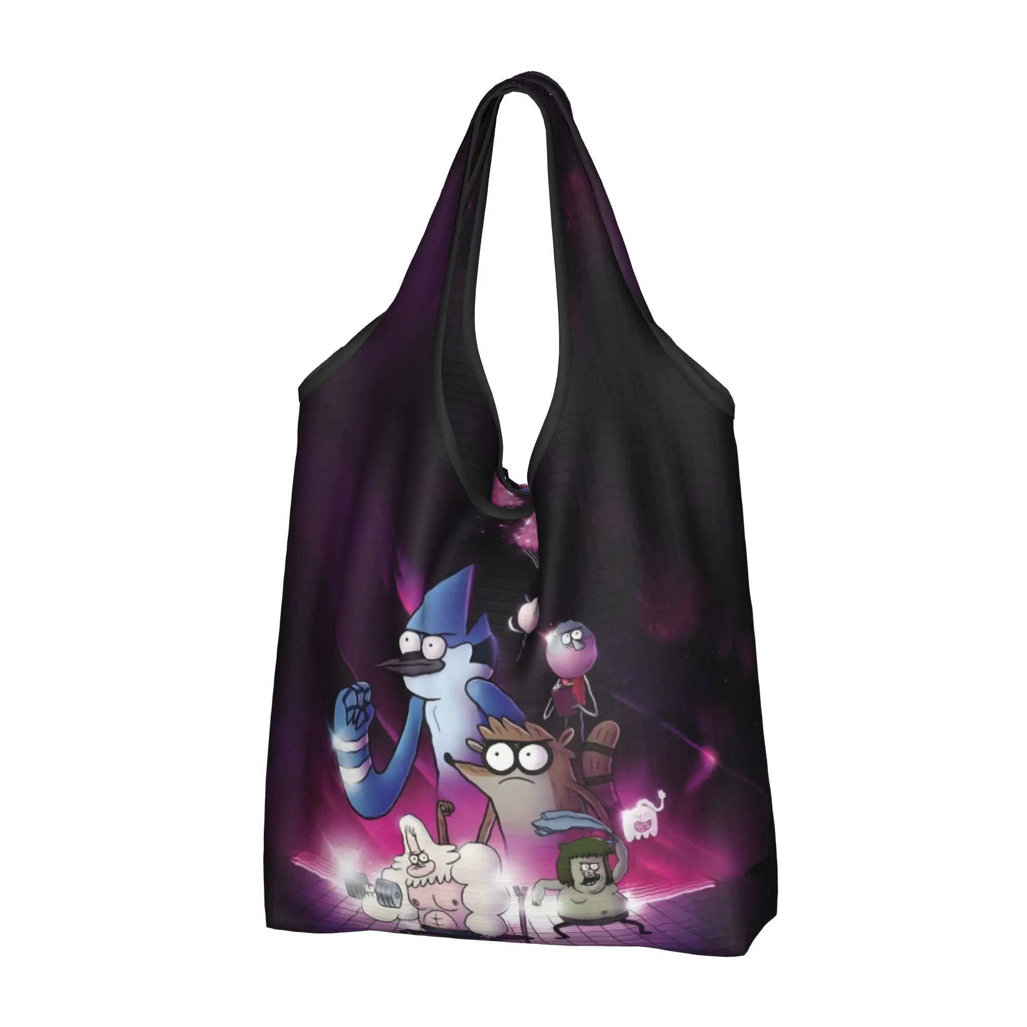 Recycling Animated Regular Show Cartoon  Shopping Bag Women Tote Bag Portable Vintage High Quality   Groceries Shopper Bags