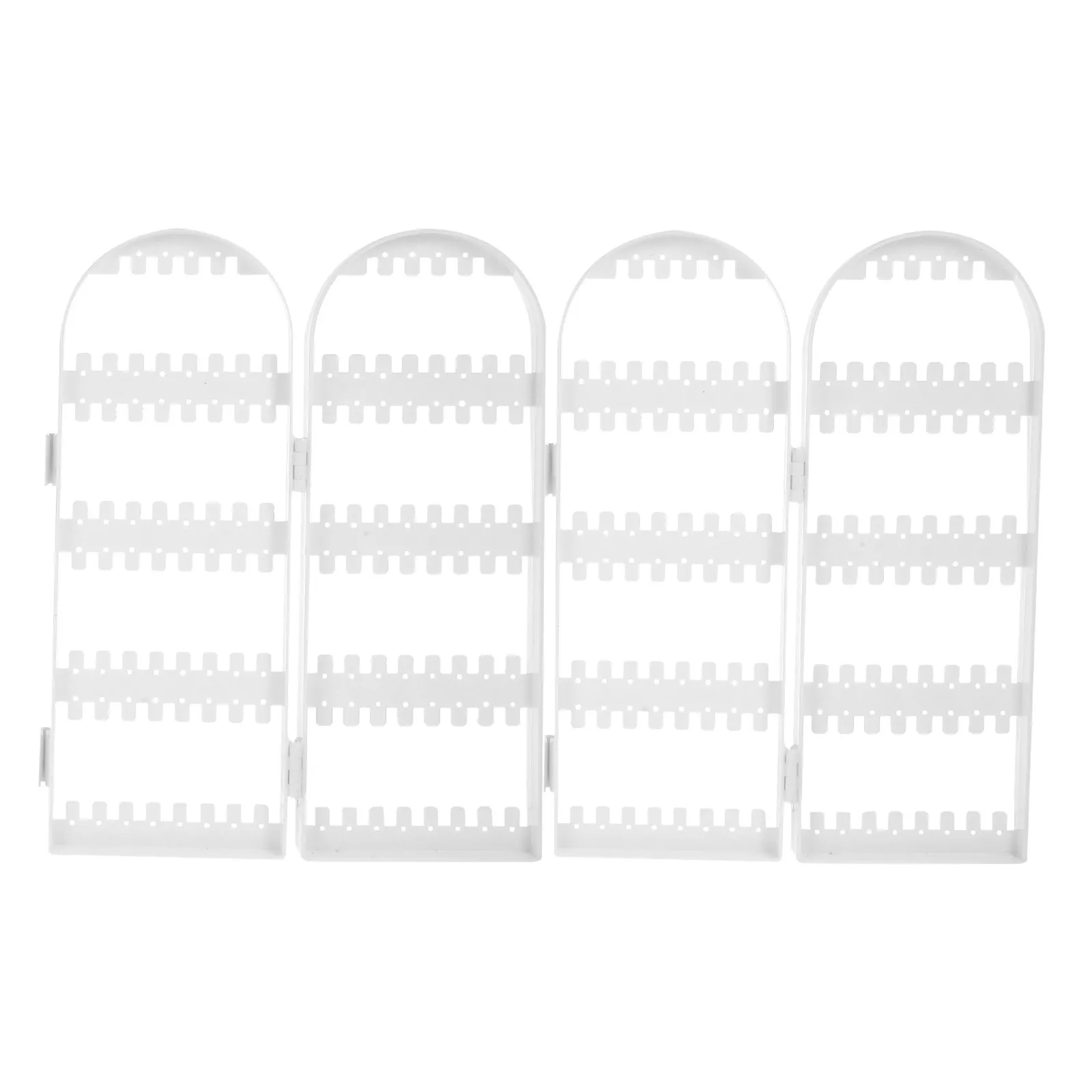 Four Part White Jewelry Earring Holder Folding Plastic Stand for Home Business Display Storage Organizer Earring Rack