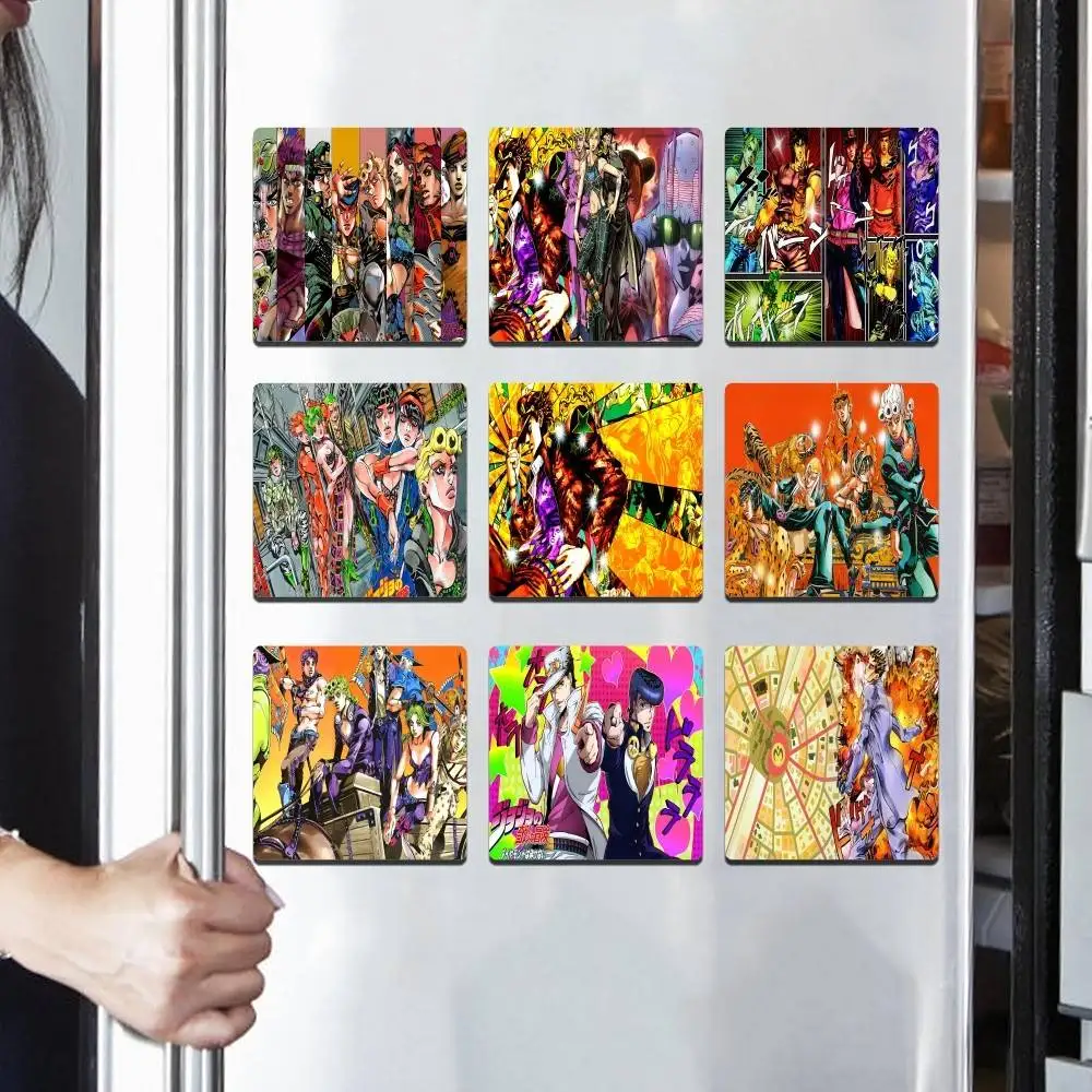 JoJos Bizarre Adventure Retro Anime Fridge Magnet Creative Square Refrigerator Magnets Picture For Kitchen Office Gifts
