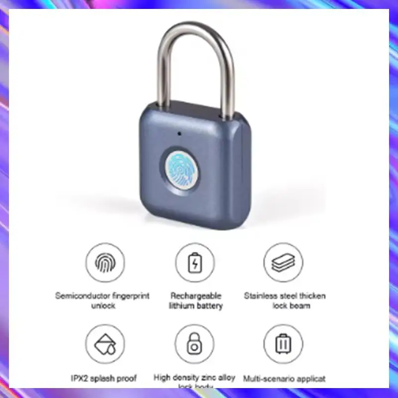 

A98Z Mini Fingerprint Padlock USB Rechargeable Fingerprint Lock 20 Fingerprints IPX2 Splashproof Anti-Theft Security Padlocks