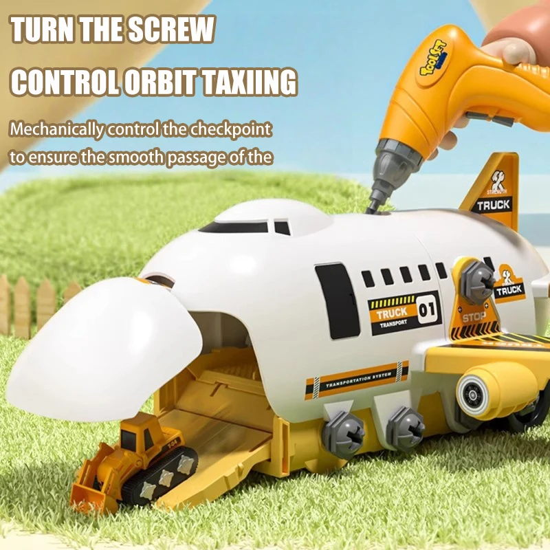 ของเล่นเครื่องบินแปลงร่างสำหรับเด็ก ชุดรางเลื่อนประกอบเอง สร้างสรรค์ พร้อมระบบปล่อยแบบกด ของเล่นโมเดลเครื่องบินและรถรางเลื่อน ของขวัญวันเกิดสำหรับเด็กผู้ชาย