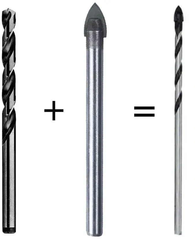 Twist Drill Bit Bits 10pcs Carbide Tipped Cutter, for Ceramic, Terracotta, Tile, Cement, Concrete, Plastic, Cinderblock, Wood,