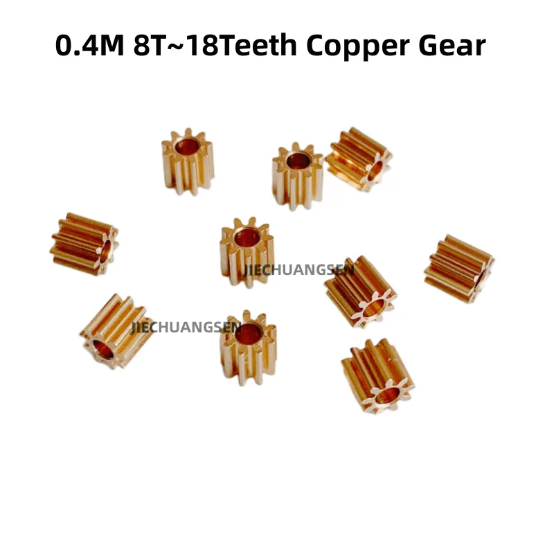 Engranaje de cobre 0,4/18 dientes, lote de 10 unidades, 1,48 M, 8T/9T/10T/11T/12T/13T/14T/15T/16T/17T/18 dientes grosor del eje del Motor, agujero de 1,98/2,28mm, 4mm