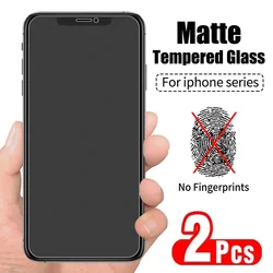 1-2Pcs No Fingerprint Screen Protectors for iPhone 11 12 13 Pro Max Mini Matte Tempered Glass for iPhone 7 8 6 Plus XR X XS Max