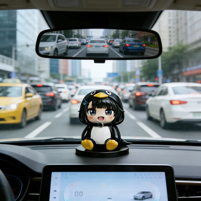 Gugugaga Terminal Land Little Penguin Administrator Resin Figure Model, Car Ornament Cartoon Figure Desktop Ornament Gift view 3