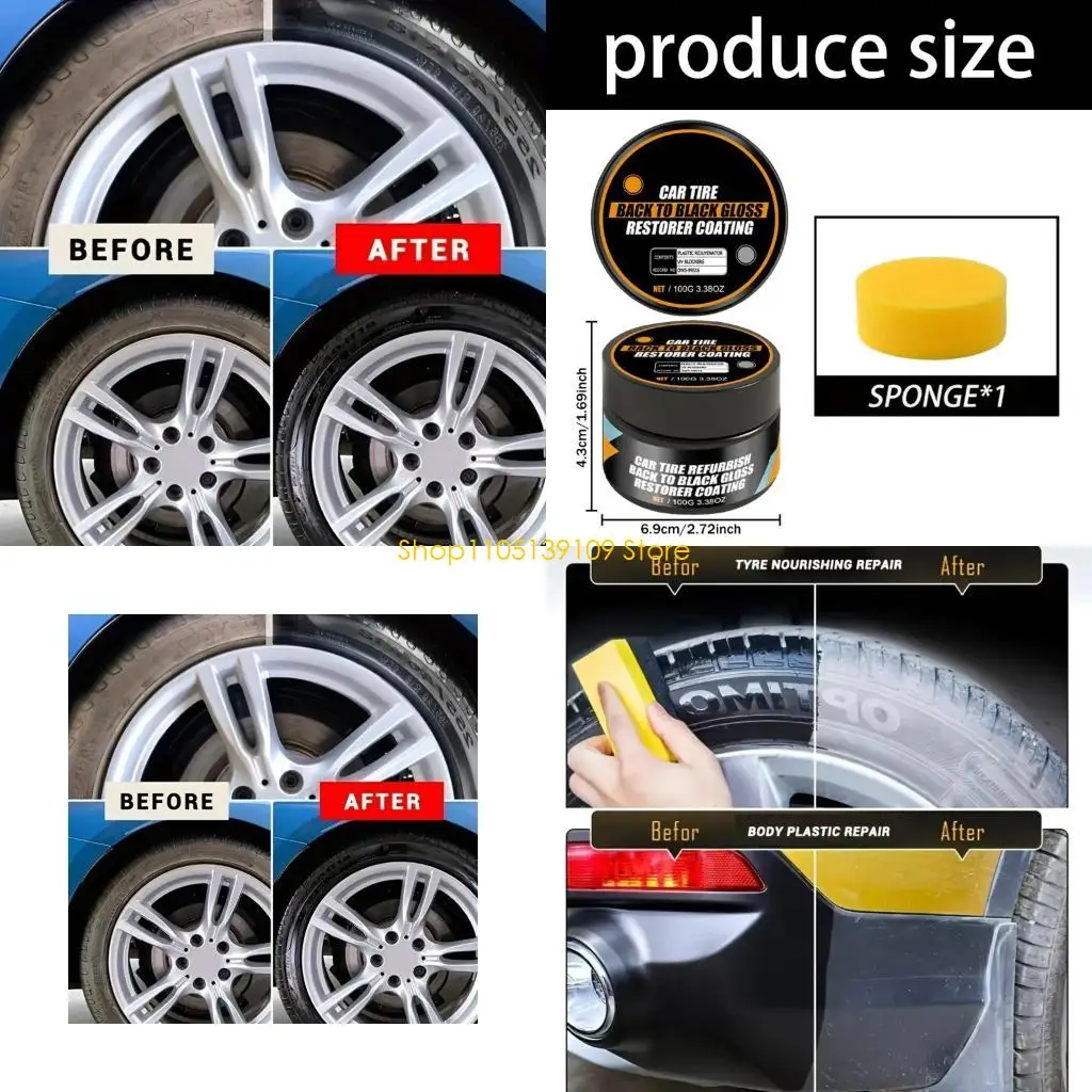 

Покрытие для блеска автомобильных шин, блеск для шин, пластиковый резиновый крем-паста для восстановления колес