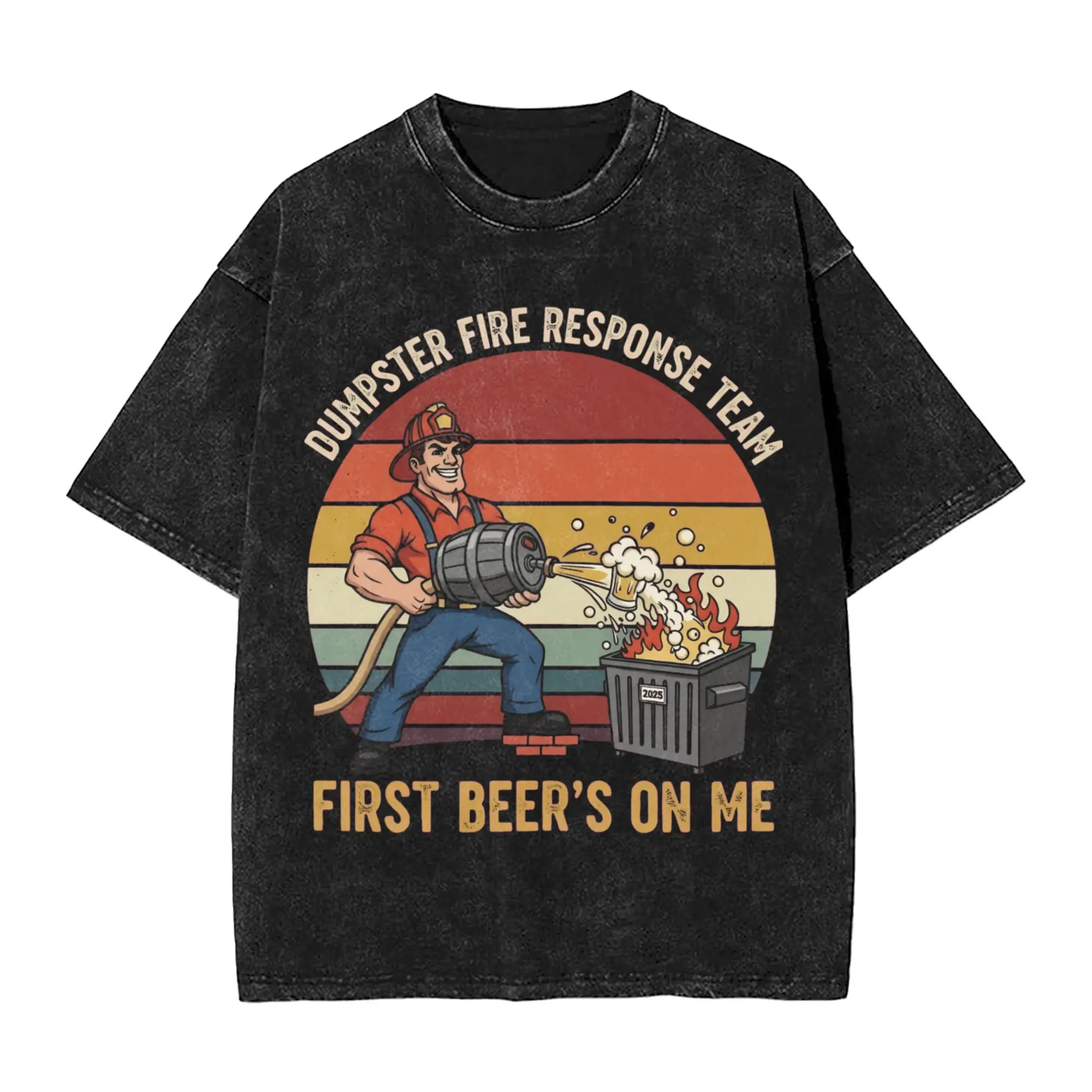 

Men Dumpster Fire First Beer On Me T Shirts Tops Summer Y2K Funny Short Sleeve T-Shirt O Neck Trendy Cool DIY Tee Shirt Cheap