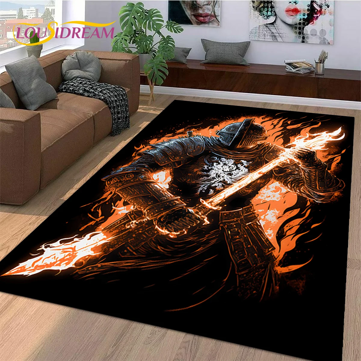 Knight Templar Cavalier Crusaders Cartoon Rug Carpet for Living Room Bedroom Decor,Non-slip Decoration for Sofa Doormat Gift Kid