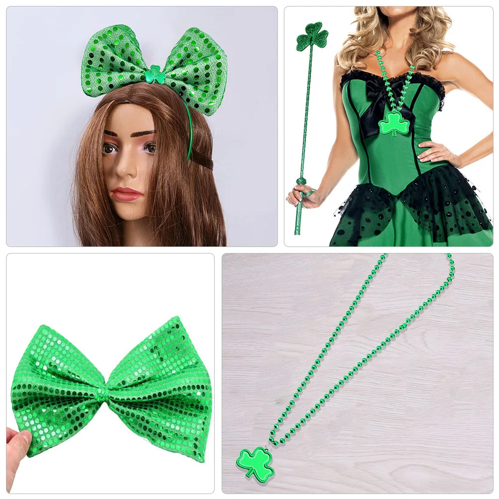6 قطعة زي عيد القديس باتريك صور البدلة Bowknot عقال الجوارب الطويلة قلادة مجموعة اكسسوارات الحفلات زي عيد القديس باتريك