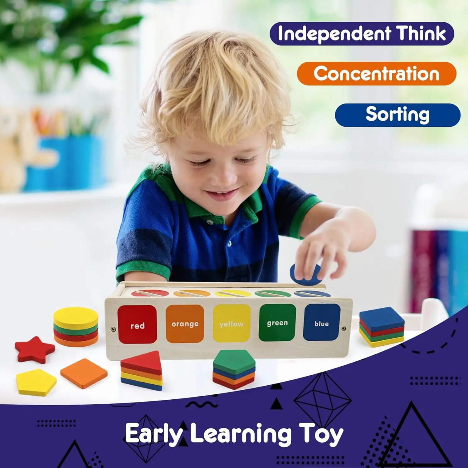 Drewniane zabawki do sortowania Montessori: rozpoznawanie kolorów i kształtów, klasyczna gra motoryczna dla małych dzieci, prezenty edukacyjne dla dzieci