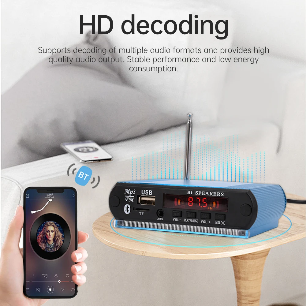MP3 Player Wireless Bluetooth MP3 Decoder Board with Recording Function DIY Shell Support USB/SD/FM Audio Module