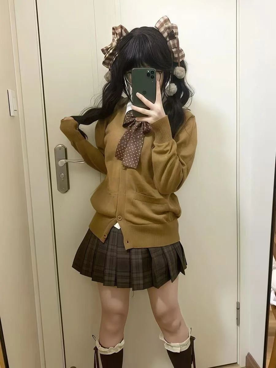 

Оригинальный дизайн JK orm, вязаный свитер, пальто Long Sve, женский модный комплект, осенне-зимний карамельный круассан, мягкая одежда для девочек