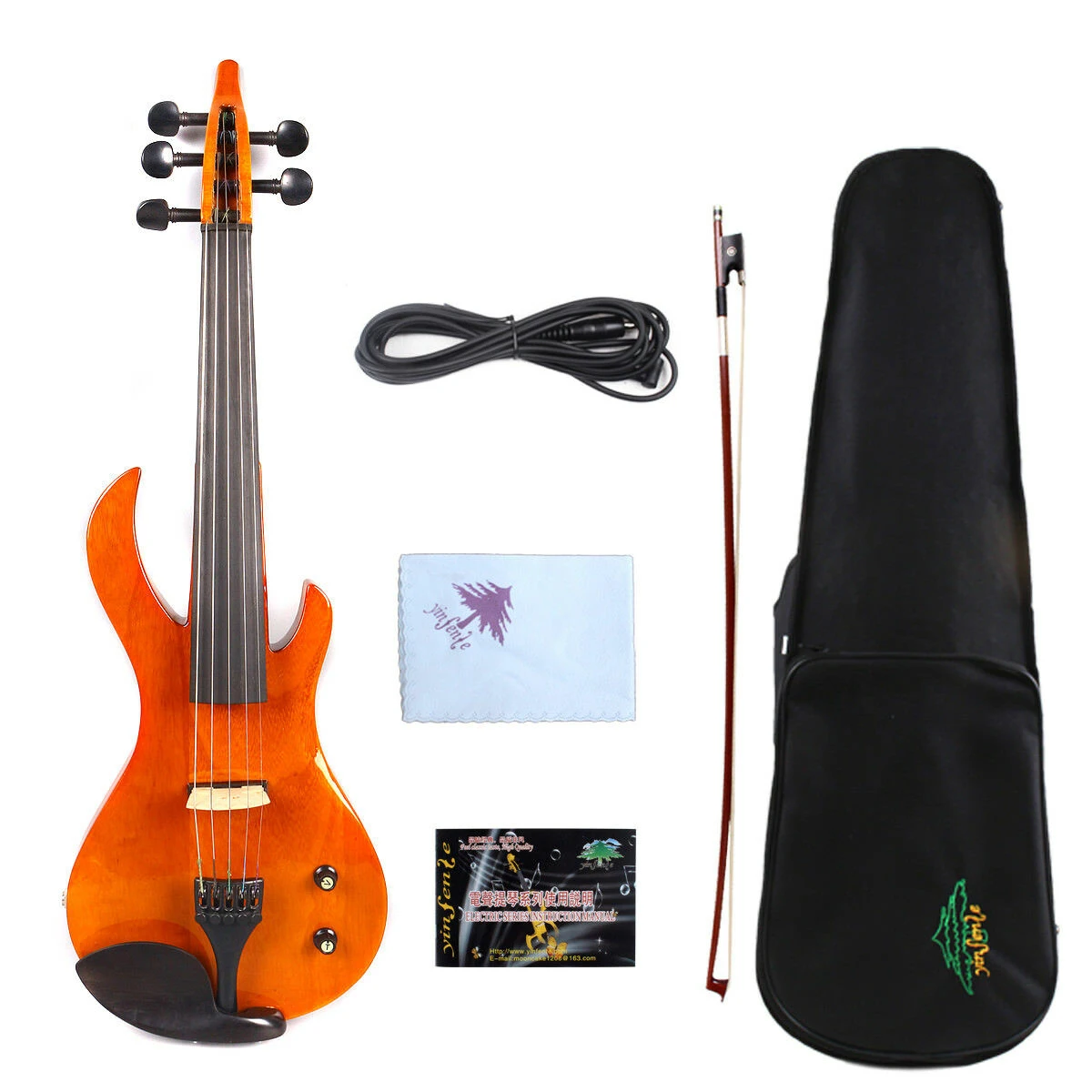 

BRID HEAD YELLOW 5 string Electric Violin 4/4 Yinfente Beautiful Timbre Free Case+Bow+Cable #EV20-23