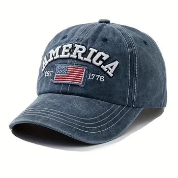 Vintage USA Flag Embroidered Baseball Cap 1