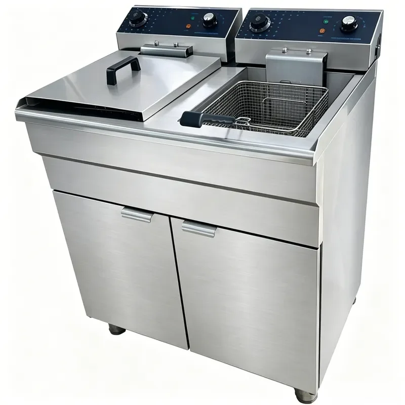 18.9L Double Tank Stainless Steel Commercial Electric Deep Fryer for Chicken Chips Fast Food Restaurants Snack Bars