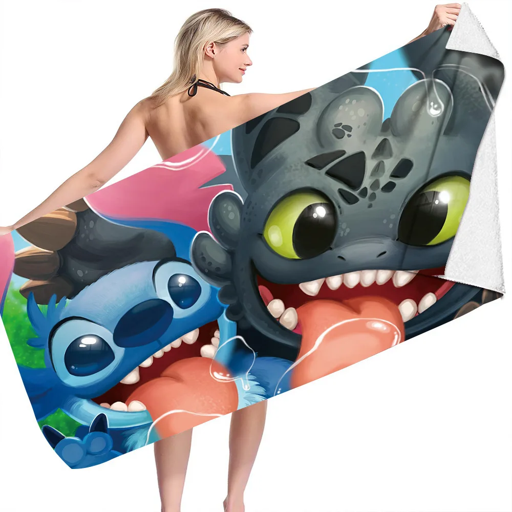 Disney Stitch & Lilo Microfiber Bad Cartoon Handdoek Dubbelzijdig Fleece Gedrukt Strandlaken Badrok Vierkante Handdoek Cadeau