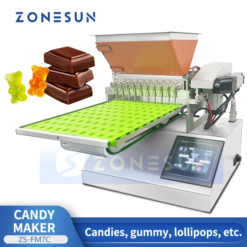 ZONESUN Chocolate Depositor Gummy Candy Making Machine Caramel Ganache Filler Confectionery Equipment Sweets Packaging ZS-FM7C