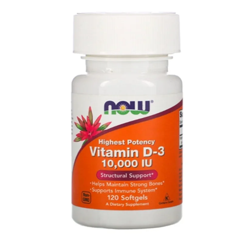 Now Vitamin D-3 10000 IU 120 Capsules Helps Maintain Strong Bones