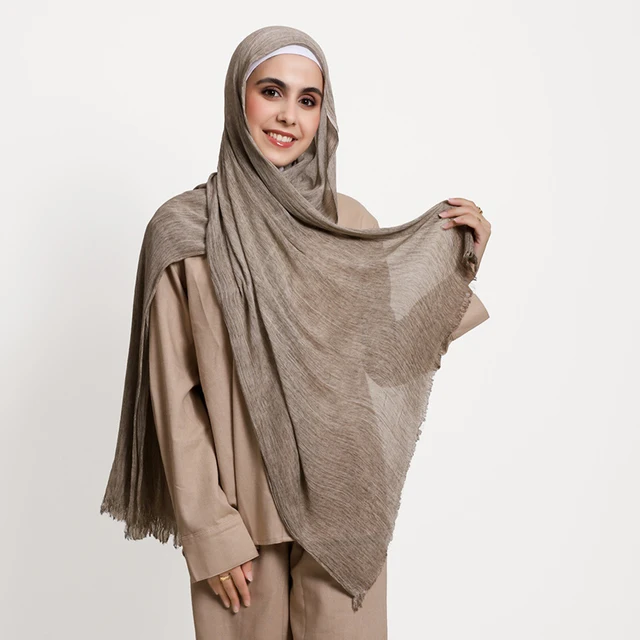 180*65cm Tie-dye Crinkle Rayon Hijabs for Women Muslim Scarf Shawls Plain Ladies Breathable Headband Femme Turban Ramanda 2