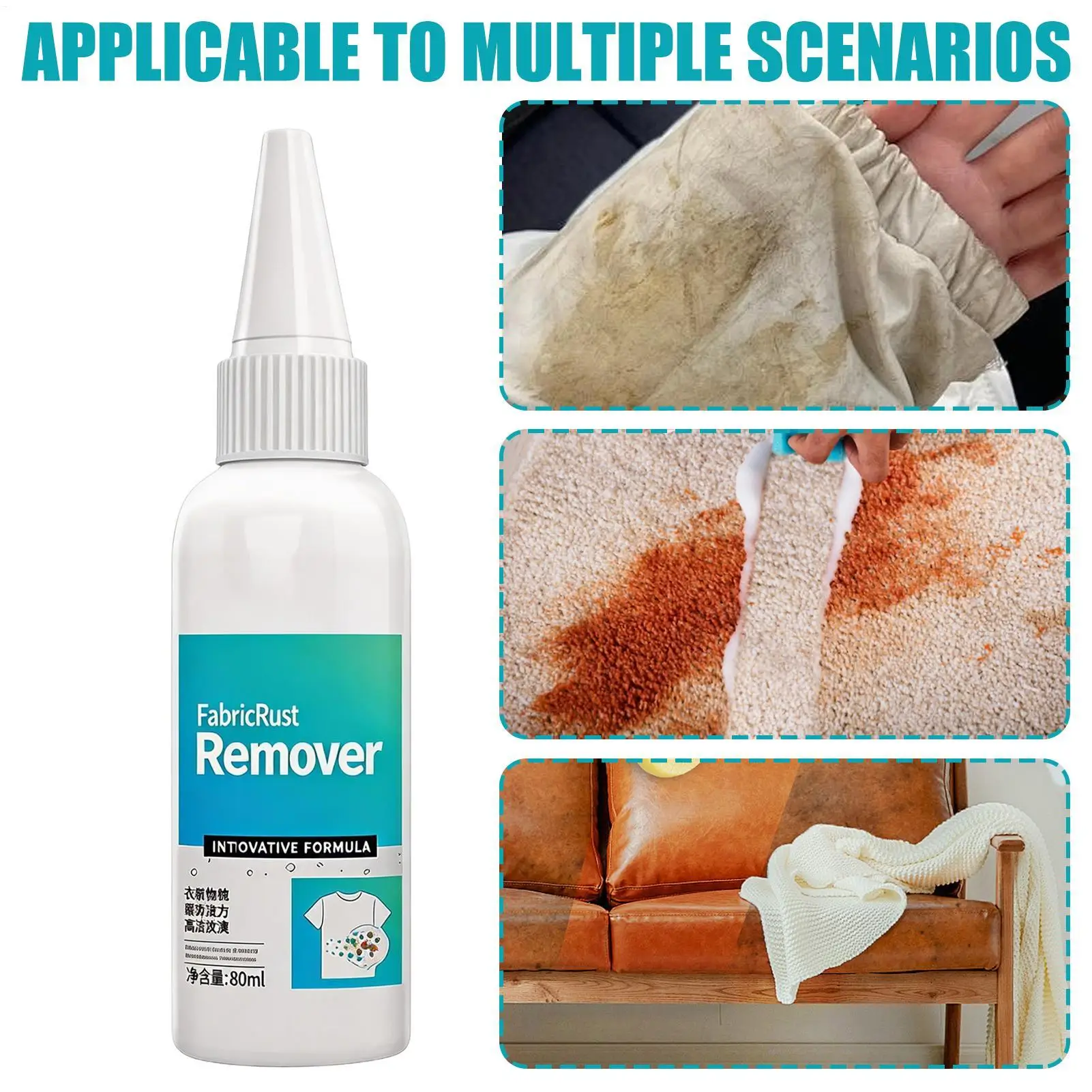 Fabric Rust Remover Rust Eraser Quick and Easy Dirt Removal Clothing Cleansing Agent for Copper Rust Water Rust Tea Rust