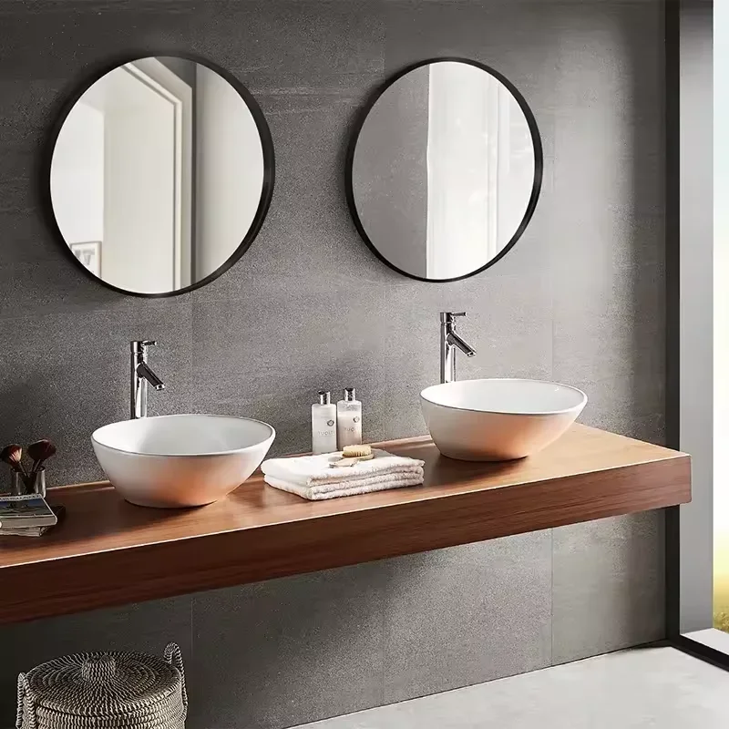 Simple Design Aluminum Black Framed Wall Vanity Mirror Modern Round Shape Diameter 80cm Large Size Wall Mounted Mirror