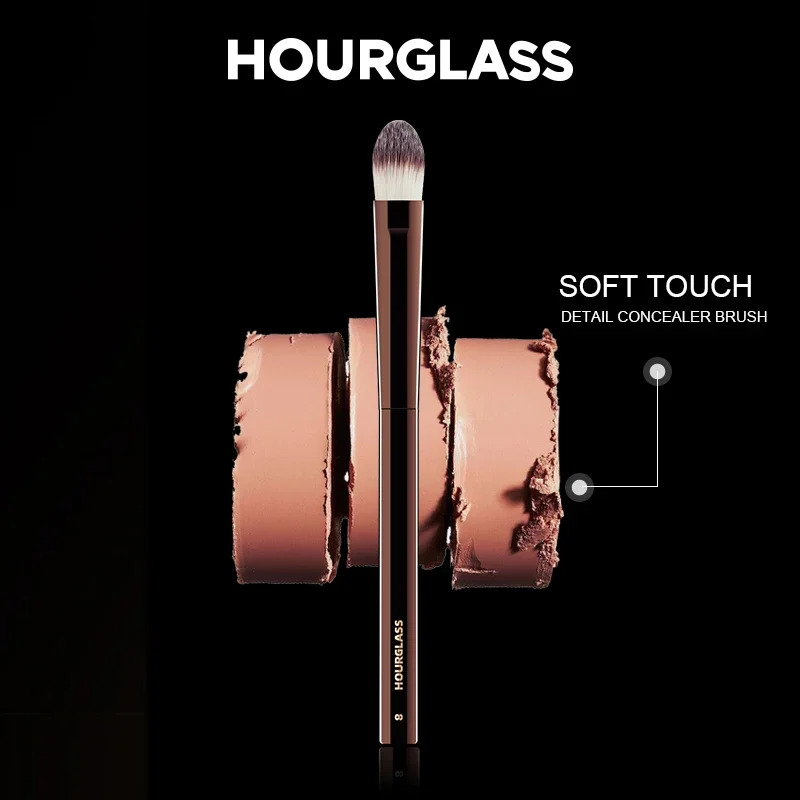 Hourglass-Pinceau de maquillage n ° 8, grande brosse anti-cernes, poils en fibre douce, couverture des défauts, design à la mode, brosse simple pour le visage