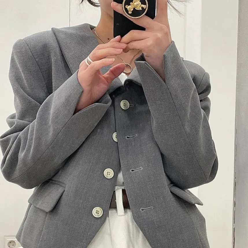 

Spring 2025 Short Style Long Sleeve Student Suit Jacket Vintage Elegant Quality Miniature Western Coat Female Apparel