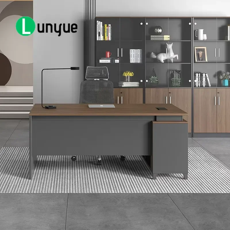 Modern Luxury L-Shaped Executive Desk Wooden CEO Office Furniture Manager Workstation for Home Business Office Durable