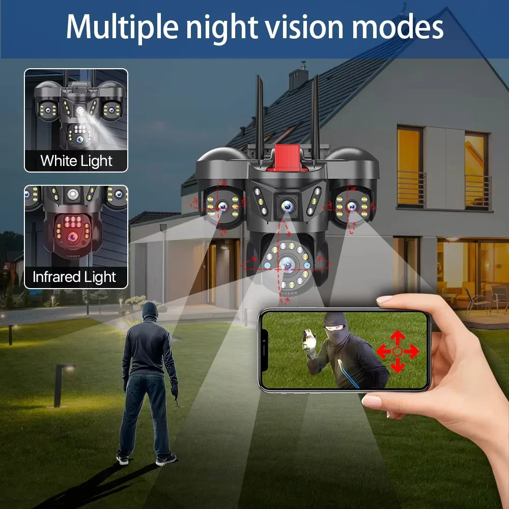 

10K 20MP UHD 4-Lens 4-Screen WiFi Camera 16X Zoom PTZ IP Outdoor Security Cam Auto Tracking ONVIF CCTV Wireless HiEasy