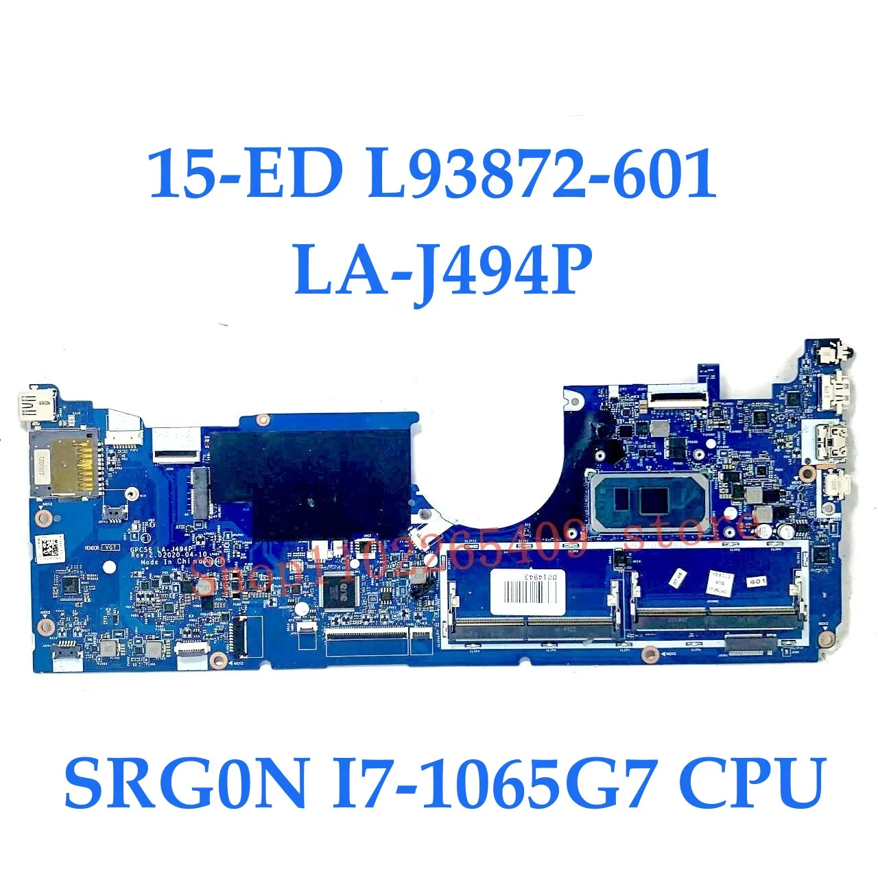 L93868-601 L93870-601 L93872-601 Carte Mère Pour HP X360 15-ED Ordinateur Portable LA-J494P Avec I5-1035G1 / I7-1065G7 CPU 100% Test