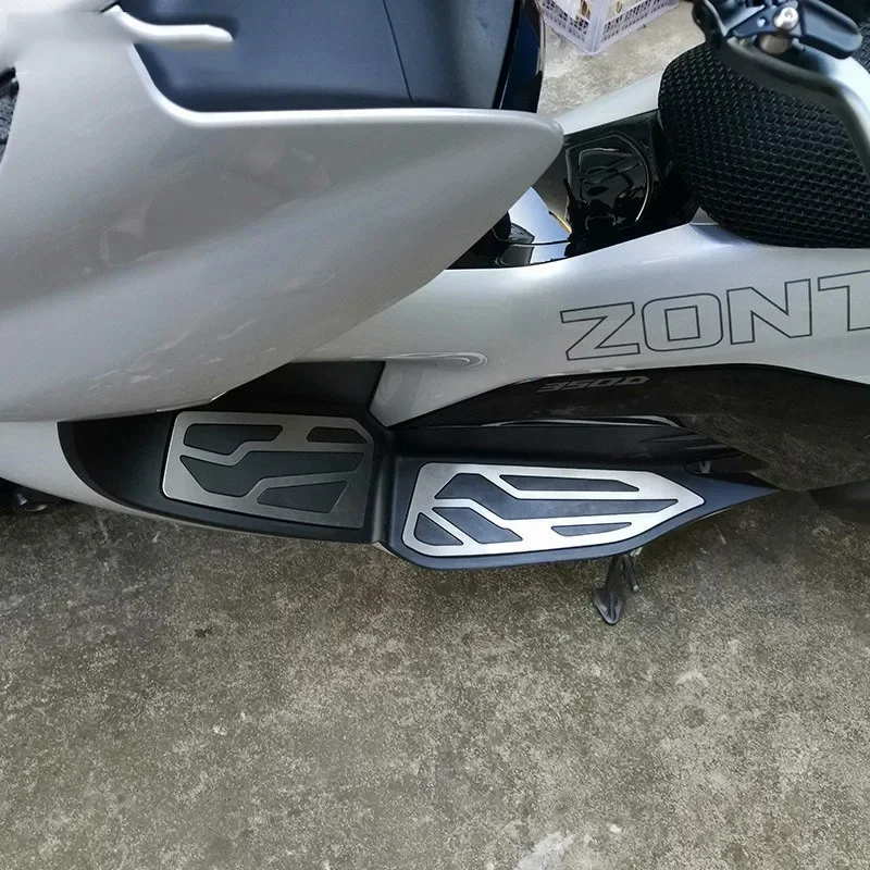 Suitable for ZONTES350D modified stainless steel foot pedal, foot pad non-slip ZT350D special stainless steel wire drawing pedal