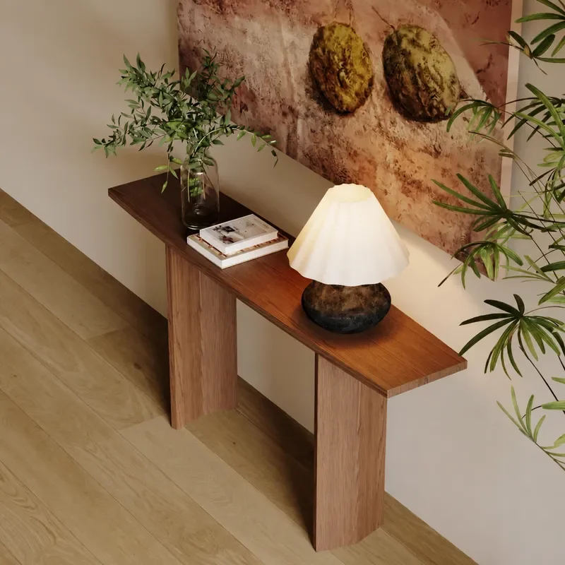 Nordic Solid Wood Entryway Table Modern Minimalist Long Console Desk for Hallway Corridor Wall Mounted Entrance Platform