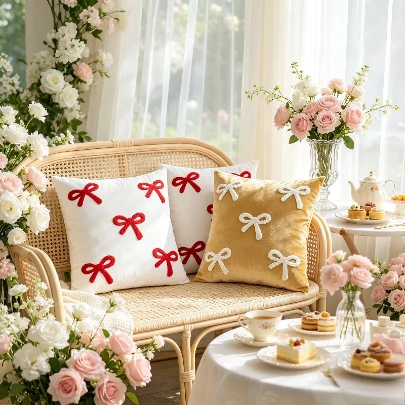 2 Piece Solid Color White Velvet Cushion Cover Minimalist Pressed Edge Pillow Cases Square Home Decorative Cushion Cover 45*45cm