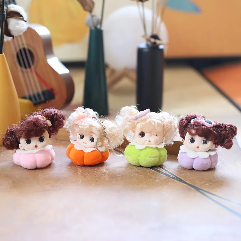 11cm Curly Hair Cute Doll Keychains Pendants Plush Toys Cartoon Couple Bag Charms Keychain Doll Exquisite Girls Toy Children Toy