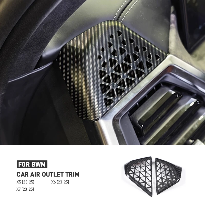 

For BMW X5 X6 X7 G05 G06 G07 2023-2025 Real Carbon Fiber Car Dashboard Side Air Outlet Frame Trim Sticker Decorative Accessories