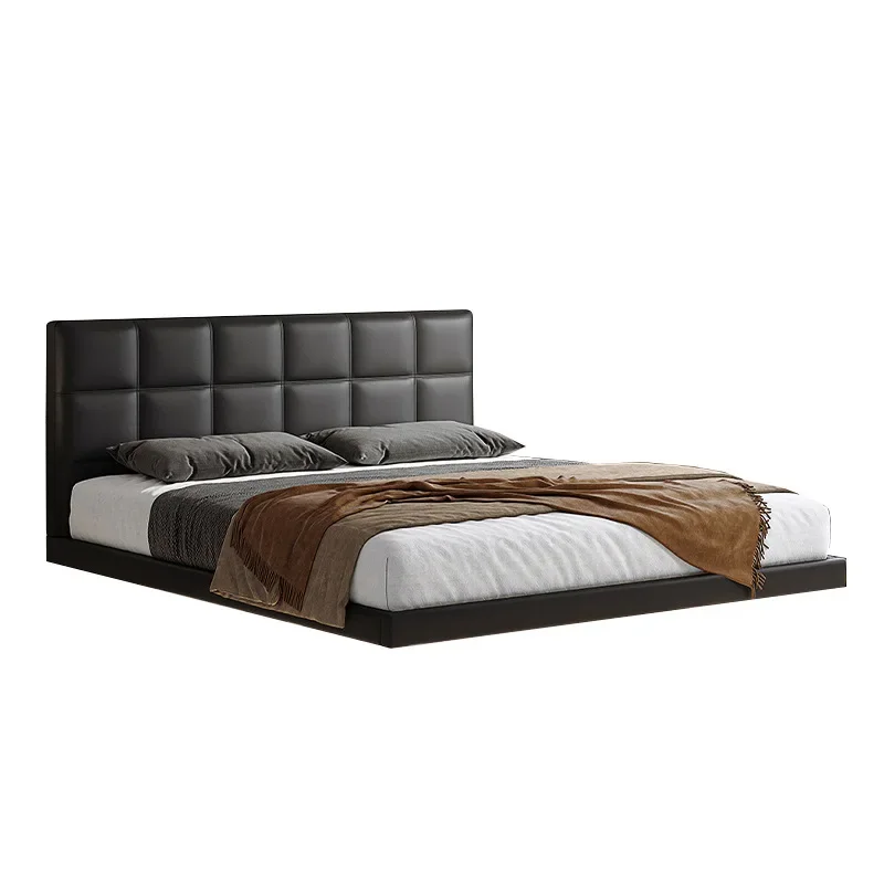 

Chocolate bed Italian minimalist leather bed