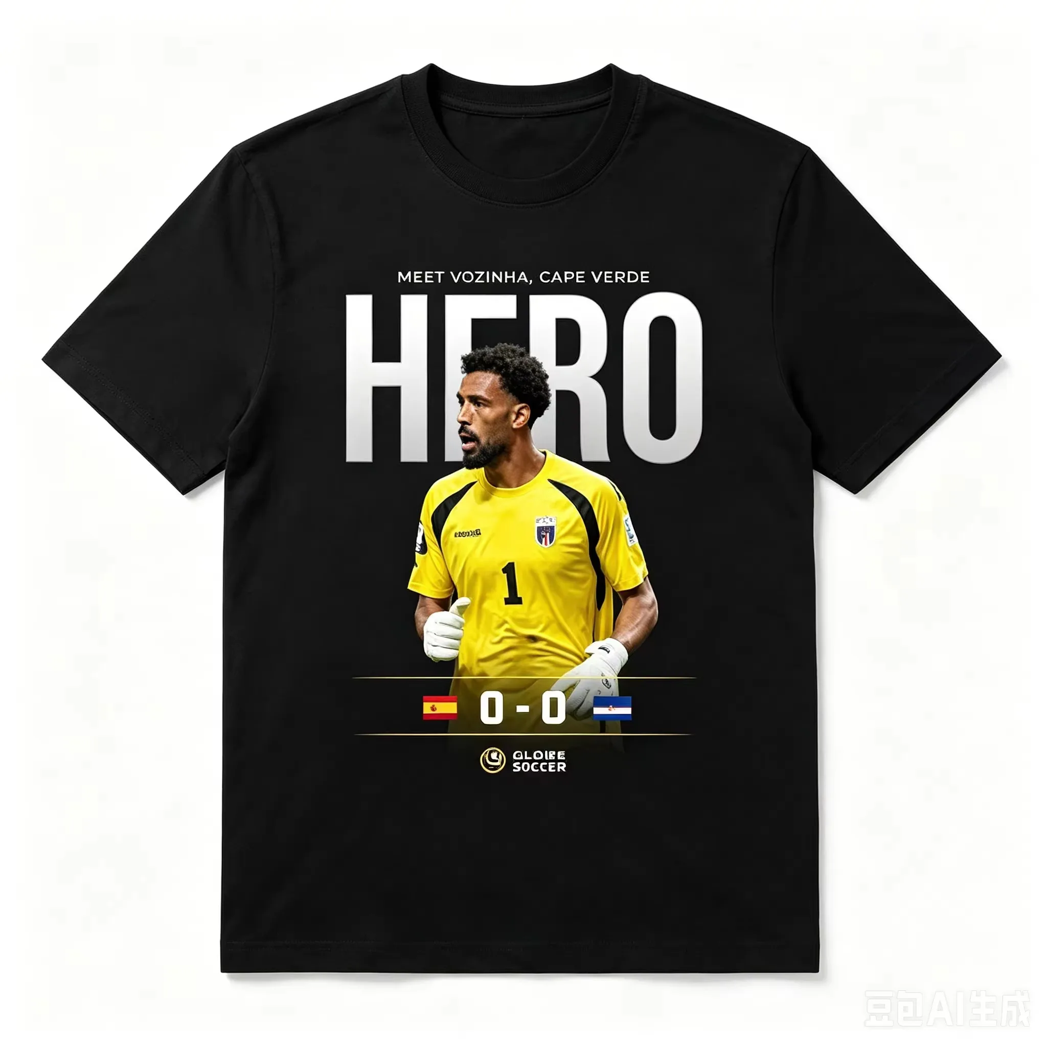 Cape Verde Goalkeeper Vozinha Hero Graphic T Shirt Spain 0-0 Cape Verde Soccer Tee Unisex Cotton Football Fan Short Sleeve Tops