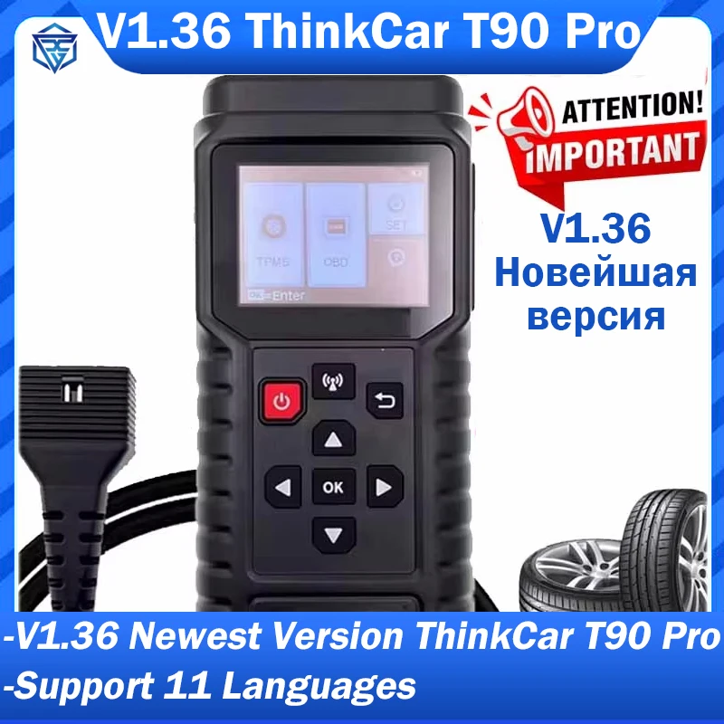 

V1.36 ThinkCar TP T90 Pro TPMS Activation Tool OBD2 Car Diagnose Fault Code Programmer Tire Pressure Sensor Tool PK Thinkcar G2