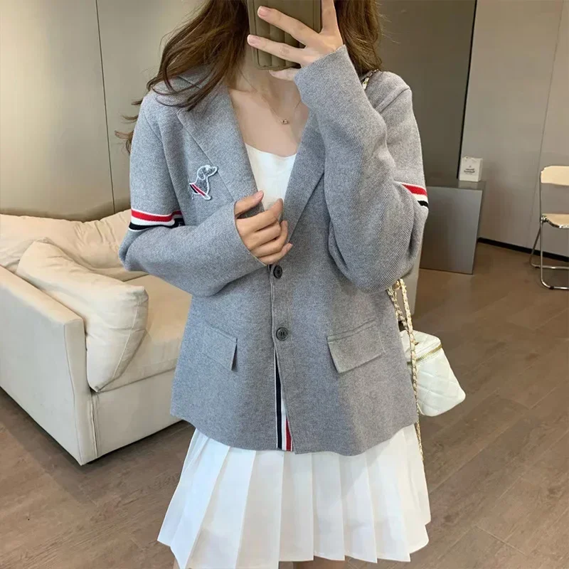 Women Autumn Winter Preppy Style Sweater Cardigan Daily Casual Loose Tailored Collar Fashion Knit Coats Chic Cute Top Knitwear