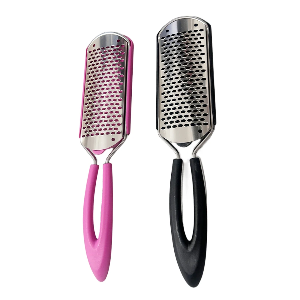 

Double Sided Foot File Callus Remover with Dust Collection Stainless Steel Pedicure Rasp for Hard Dead Skin Ergonomic Grip