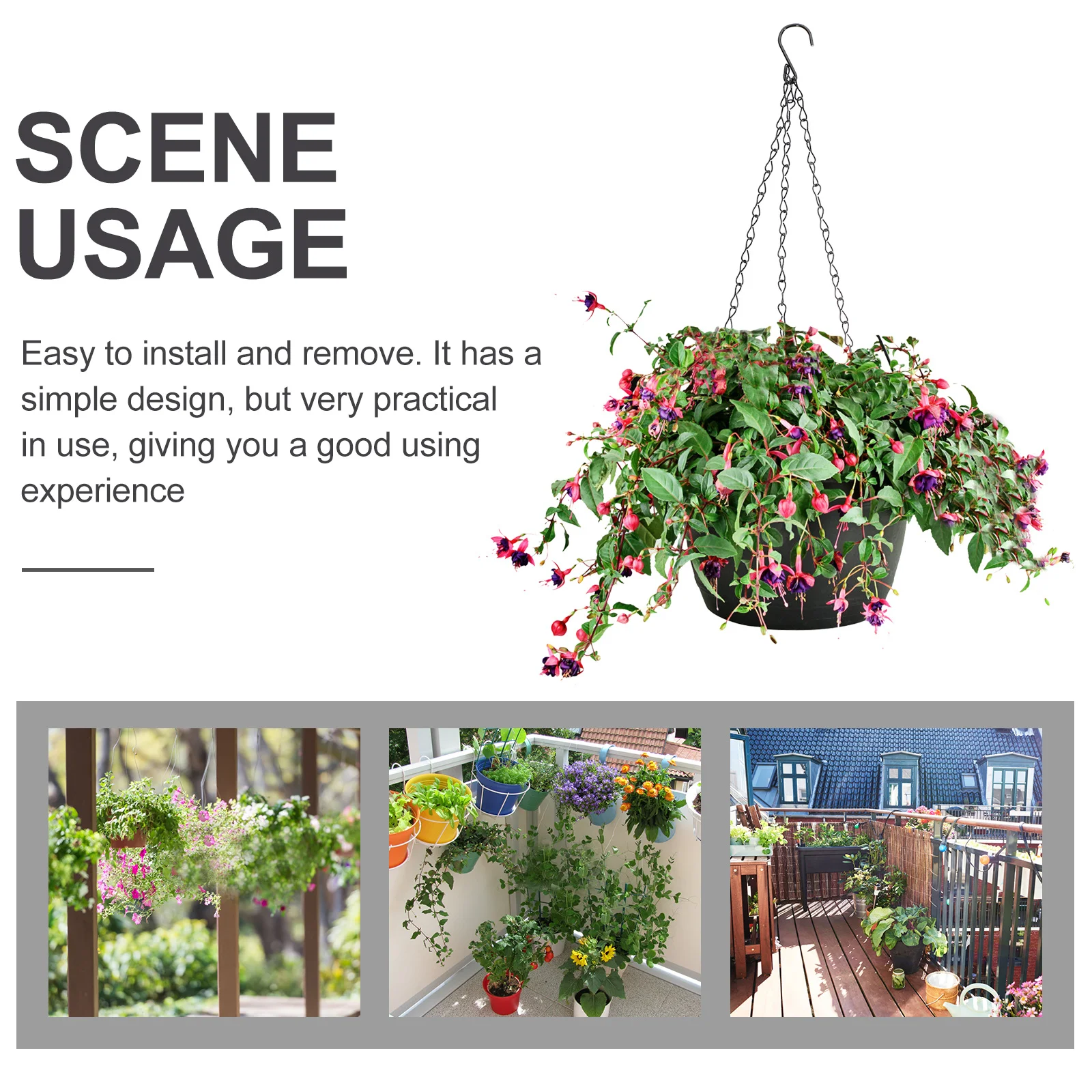 

4 шт. прочные железные подвесные цепочки для цветочных горшков, сверхмощные, практичные для корзины, фонари, кашпо, подвесные цепочки для бонсай