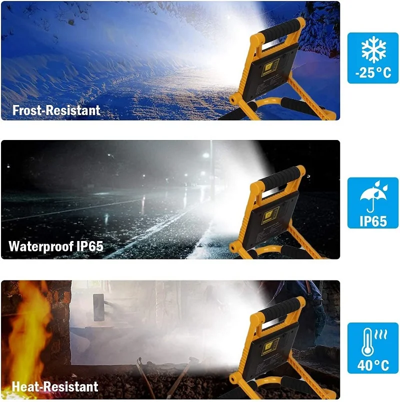 380W Portable LED Work Light Foldable Searchlight Rechargeable Flood Flashlight Power Bank Spotlight Waterproof Camping Job Site