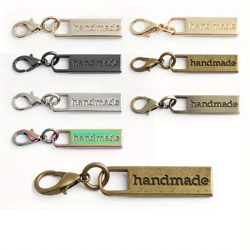 5PCS 62x12cm handmade engraved alloy zipper lobster clasp handbag metal zipper puller custom bag zipper charm accessories